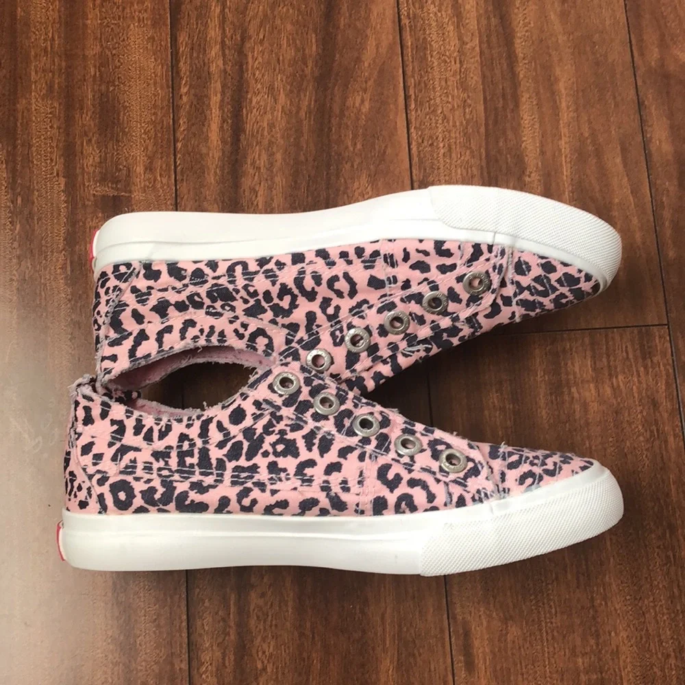Blowfish Pink Leopard Print Slip-On Kids Sneakers